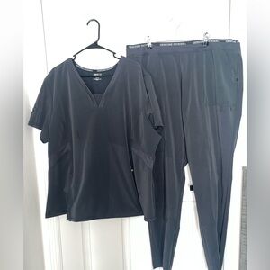Dickies women plus set scrubs top 3X short sleeves and pants 2XL color gray